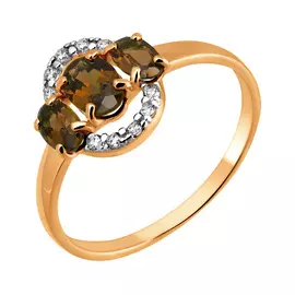 Кольцо из красного золота с раухтопазами и фианитами 11-1228-11-09