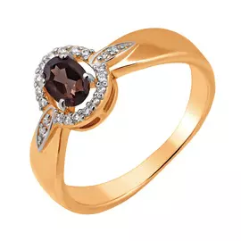 Кольцо из красного золота с раухтопазом и фианитами 11-1153-11-09