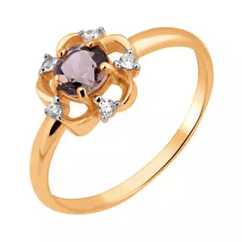 Кольцо из красного золота с раухтопазом и фианитами 11-1283-11-09