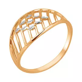 Кольцо из красного золота с родированием 10-0966-10-00