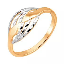 Кольцо из красного золота с родированием 10-1072-10-61