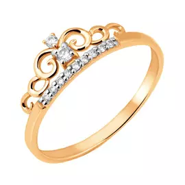 Кольцо из красного золота с родированием и фианитами 11-1240-10-01