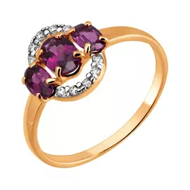 Кольцо из красного золота с родолитами и фианитами 11-1228-11-17
