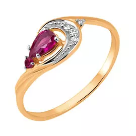 Кольцо из красного золота с рубинами и бриллиантами 11-9160-11-05