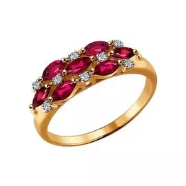 Кольцо из красного золота с рубинами и бриллиантами 4010033 №19 8
