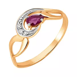Кольцо из красного золота с рубином и бриллиантами 11-9166-11-05