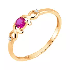 Кольцо из красного золота с рубином и бриллиантами 11-9169-11-05