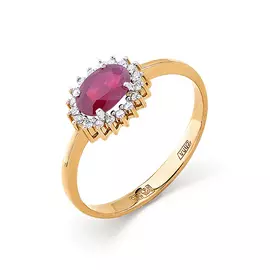 Кольцо из красного золота с рубином и бриллиантами 1-104-810-03