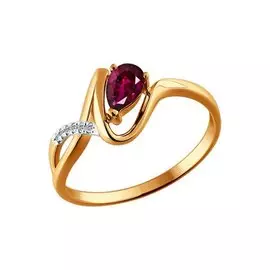 Кольцо из красного золота с рубином и бриллиантами 4010447 № 14 20