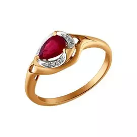 Кольцо из красного золота с рубином и бриллиантами 4010564 №16 11