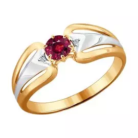 Кольцо из красного золота с рубином и бриллиантами 4010618 №16 58