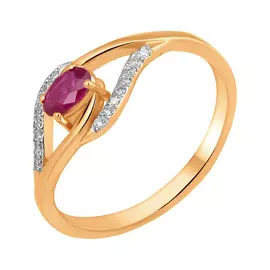 Кольцо из красного золота с рубином и бриллиантами C01115R-11-05