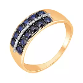 Кольцо из красного золота с сапфирами и бриллиантами 11-9077-11-03