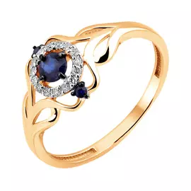 Кольцо из красного золота с сапфирами и бриллиантами 11-9146-11-03