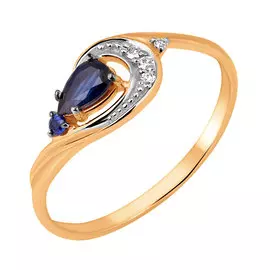Кольцо из красного золота с сапфирами и бриллиантами 11-9160-11-03