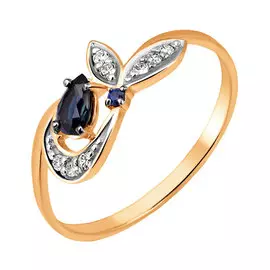 Кольцо из красного золота с сапфирами и бриллиантами 11-9163-11-03