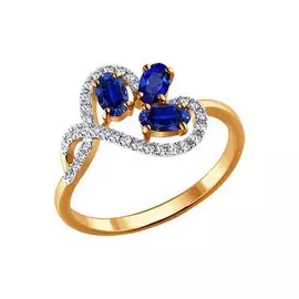 Кольцо из красного золота с сапфирами и бриллиантами 2010702 №10 27