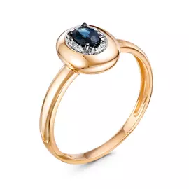 Кольцо из красного золота с сапфиром и бриллиантами 01-01587-01-009-01-02