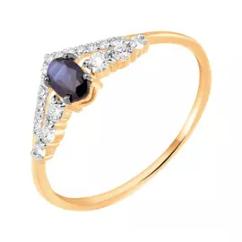 Кольцо из красного золота с сапфиром и бриллиантами 11-9156-11-03