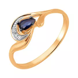 Кольцо из красного золота с сапфиром и бриллиантами 11-9164-11-03