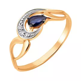 Кольцо из красного золота с сапфиром и бриллиантами 11-9166-11-03