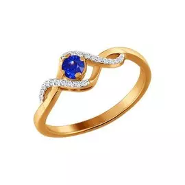 Кольцо из красного золота с сапфиром и бриллиантами 2010326 № 14 14