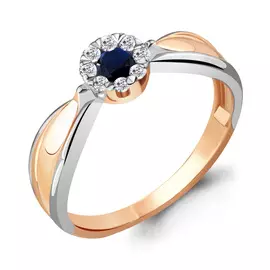 Кольцо из красного золота с сапфиром и бриллиантами 963784к.1