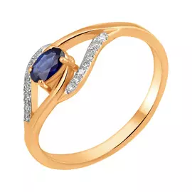 Кольцо из красного золота с сапфиром и бриллиантами C01115R-11-03