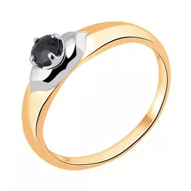 Кольцо из красного золота с сапфиром с родированием 11-9371-10-03