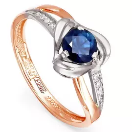 Кольцо из красного золота с сапфироми, бриллиантами и и эмалью 11-0399-1100 №47-17