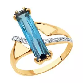 Кольцо из красного золота с ситаллом и фианитами 715853