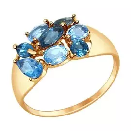 Кольцо из красного золота с топазами 714680