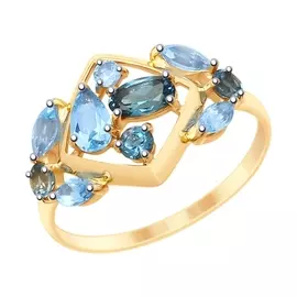 Кольцо из красного золота с топазами 715248