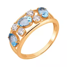 Кольцо из красного золота с топазами и фианитами 11-0015-11-10