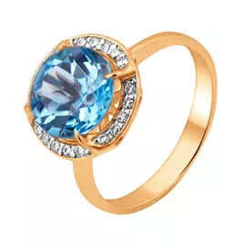 Кольцо из красного золота с топазами и фианитами 11-0020-11-10