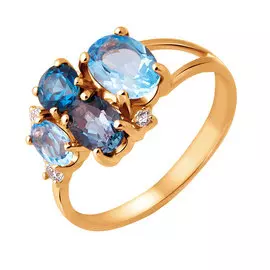 Кольцо из красного золота с топазами и фианитами 11-0890-11-61