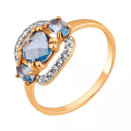 Кольцо из красного золота с топазами и фианитами 11-1223-11-10