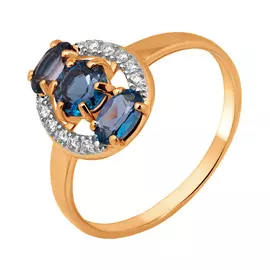 Кольцо из красного золота с топазами и фианитами 11-1227-11-15