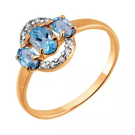 Кольцо из красного золота с топазами и фианитами 11-1228-11-10