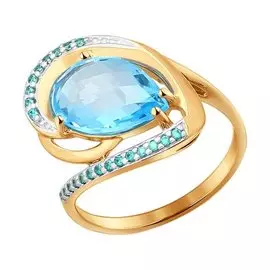 Кольцо из красного золота с топазами и фианитами 714197