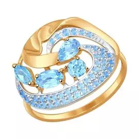 Кольцо из красного золота с топазами и фианитами 714497