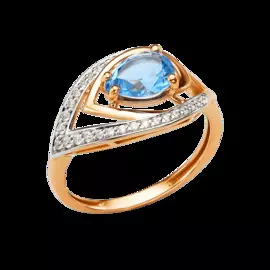 Кольцо из красного золота с топазом и фианитами 002731-1312