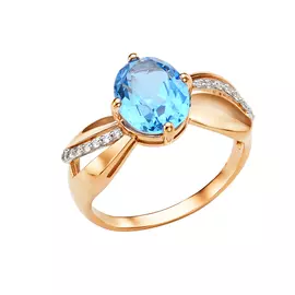 Кольцо из красного золота с топазом и фианитами 003901-1312
