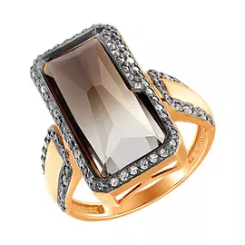 Кольцо из красного золота с топазом и фианитами 100-1523_tpd-101