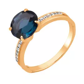 Кольцо из красного золота с топазом и фианитами 11-0081-11-15