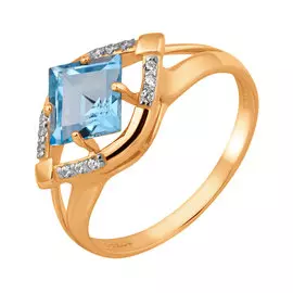 Кольцо из красного золота с топазом и фианитами 11-0092-11-10