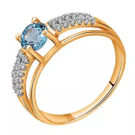 Кольцо из красного золота с топазом и фианитами 11-0385-11-10