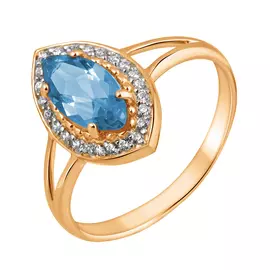 Кольцо из красного золота с топазом и фианитами 11-0906-11-10