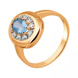 Кольцо из красного золота с топазом и фианитами 11-1173-11-10