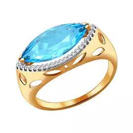 Кольцо из красного золота с топазом и фианитами 713981